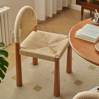 Chaises de salle à manger vintage françaises Vivienne en bois massif, tressées en corde, écologiques, pour la maison, le bureau et le salon