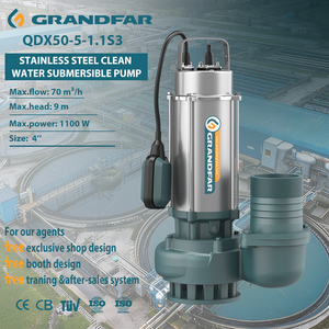 Pompe à eau submersible industrielle Grandfar 220V 1.1KW 1.5HP 70m3/h en acier inoxydable de haute qualité avec sortie de 4 pouces QDX50-5-1.1S3 haute pression - Product Image 1