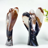 Großhandel 19cm Schwarze und Rote Achat-Engel-Ornamente Handgeschnitzte Kristall-Heilstein-Kunstwerke zur Heimdekoration