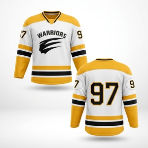 Maillots de hockey sur glace personnalisés classiques professionnels avec broderie, écussons en twill cousus et col lacé - Product Image 1