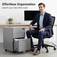 Armoire de bureau mobile en métal à 3 tiroirs, sécurisée, avec serrure numérique, en acier fin, pour le rangement de dossiers, écologique