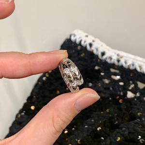 Bague serpent en argent pur S925, style rétro vintage haut de gamme, plaqué or 18 carats avec ressort et diamants incrustés, bague de niche - Product Image 4