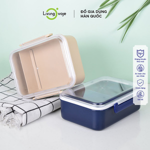 Boîte à lunch rectangulaire de haute qualité 1400 ml à 1 compartiment - Finition brillante, micro-ondable, portable, en plastique, style coréen - Product Image 5