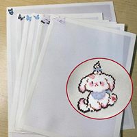 Lot de 6 feuilles de papier de repassage blanc de 0,25 mm d'épaisseur avec bordure renforcée, tissu de cuisson en PTFE résistant à la chaleur pour perles thermocollantes et loisirs créatifs