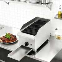 Gril à gaz commercial de 12 pouces avec pierres de lave, en acier inoxydable, pour comptoir, avec grilles durables en fonte, pour restaurant et barbecue