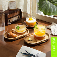 Gobelet à dessert en verre borosilicate haute transparence de style japonais, personnalisé en usine, pour lait, pudding, yaourt, compatible micro-ondes et lave-vaisselle