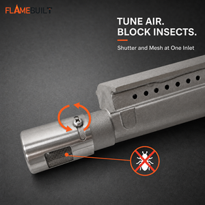 Brûleur de barbecue à gaz FLAMEBUILT en acier inoxydable moulé, robuste et résistant à la corrosion, 88 ports, volet d'air réglable, grille anti-insectes - Product Image 4