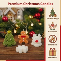 Ensemble cadeau de bougies de Noël, 4 pièces, bougies parfumées en cire de soja avec motifs mignons de Père Noël, bonhomme de neige, arbre de Noël, boîte cadeau pratique