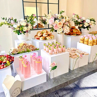 JINDA - Soporte de Exhibición de Alimentos para Restaurante, Mesa de Postres, Buffet, en Forma de Cubo, Acrílico Blanco de Buena Calidad