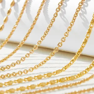 10k new solid 18k men simple 24k design for necklace filled 14k making jewelry chain 22k wholesale ladie plated gold girl
