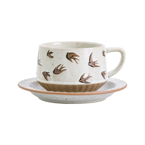 Vente directe d'usine tasse à café en céramique moderne écologique avec soucoupe poterie grossière motif solide pour un usage domestique - Product Image 2