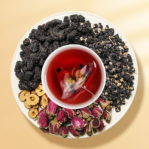 Thé chinois mélangé aux baies de goji noires, aux mûres et aux roses parfumées, 120g par boîte, 24 sachets de thé, roses rouges à double pétales, Anhui, durée de conservation de 18 mois - Product Image 4