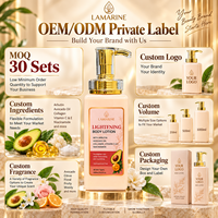 Lotion Pemutih Kulit Vitamin C Label Pribadi Custom MOQ Rendah, Pelembab Tubuh AHA Jeruk untuk Wanita