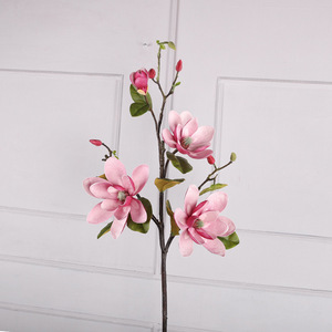 Fleur de Magnolia Artificielle QIHAO en Plastique PU Haute Simulation Blanc Rose Jaune Décoration Mariage Maison - Product Image 2