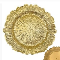 Plato Decorativo de Lujo de 13 Pulgadas con Cuentas Doradas y Diseño Floral, Juego de Platos para Bodas y Cenas, Desmontable, Venta al Por Mayor, Nueva Llegada, Profesional