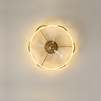 Nordique or moderne luxe couronne silencieux ventilateur lumière fantaisie caché Transparent lame cristal encastré ventilateur de plafond avec lumière LED