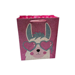 Sacchetti Regalo in Carta Glitterata VT42 per San Valentino con Simpatici Disegni di Animali, Sacchetti <span class=keywords><strong>Rosa</strong></span> a Tema Amore per Feste di Bambini e Coppie - Product Image 1