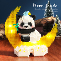 Cadeau d'anniversaire pour garçons et filles, puzzle éducatif avec lumières, motifs de lune, panda et fleurs, jouet de construction en petites briques