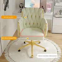Chaise de maquillage longue avec roulettes, dossier, pour la maison, l'ordinateur, la chambre à coucher, les filles, le bureau, style luxe léger