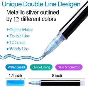 21 colori di Auto-contorno Shimmer Marcatori, Metallic Marcatori Contorno, <span class=keywords><strong>Doppia</strong></span> <span class=keywords><strong>Linea</strong></span> di Contorno Marcatore per Sketch Marker Pittura - Product Image 2