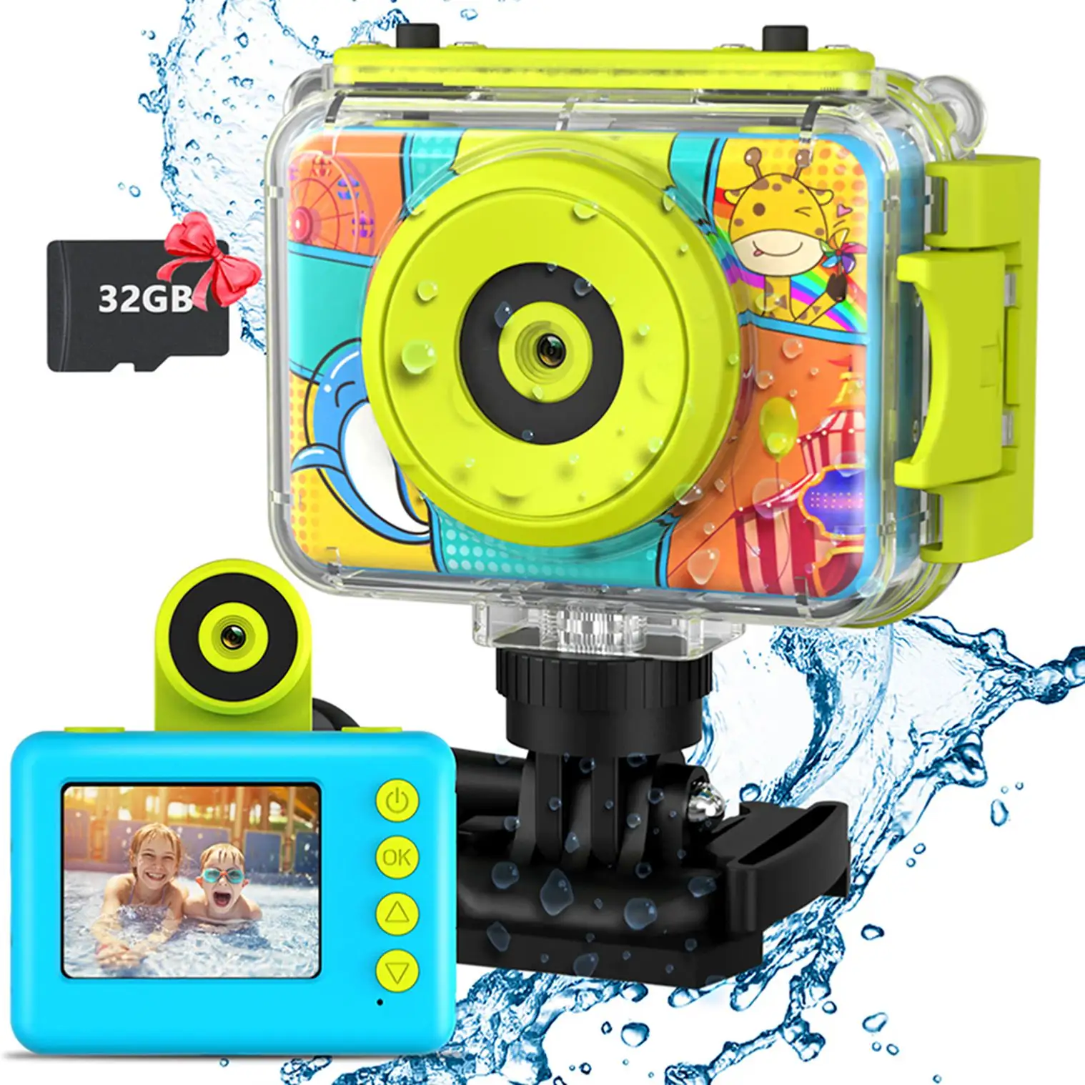Giá tốt nhất đồ chơi trẻ em máy ảnh kỹ thuật số không thấm nước 1080p Video Selfie máy ảnh trẻ em máy ảnh cho trẻ em Quà tặng sinh nhật