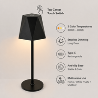 Lampe de bureau LED moderne et simple avec interrupteur tactile, 3 températures de couleur, gradation progressive, rechargeable, lampe de chevet