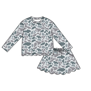 GLD1620 Ensemble jupe et haut personnalisé pour petite fille, motif camouflage canard, tenue d'hiver à manches longues pour enfant, ensemble jupe à volants pour yoga - Product Image 2