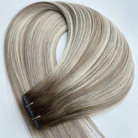 Extensions de cheveux humains vierges chinois Haiyi, double trame papillon, 100% cheveux humains, 14-24 pouces, couleur balayage, emballage et logo personnalisables