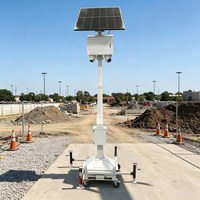 Tour de sécurité solaire portable hors réseau, mât à treuil manuel de 4 m, panneau solaire de 420 W pour la surveillance des stades