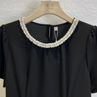 Nouvelle collection été : Robe de bureau élégante et décontractée en tissu écologique, coupe trapèze, motif uni, style féminin, taille naturelle