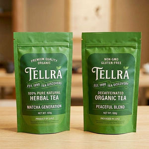 Sac <span class=keywords><strong>d</strong></span>'emballage alimentaire personnalisé avec fermeture éclair, vert café, thé matcha, poudre de fruits secs, sac debout avec fermeture éclair <span class=keywords><strong>pour</strong></span> collation, thé - Product Image 2