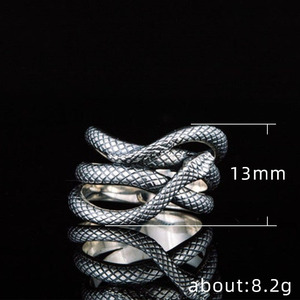 Anello Vintage a Forma di Serpente Unisex, Design in Tono Argento, Gioiello di Moda per Uso Quotidiano - Product Image 5