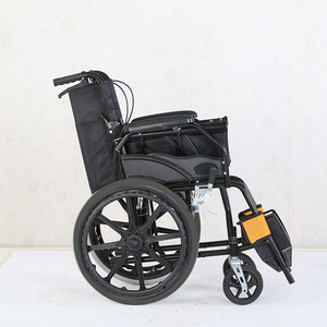 Fauteuil roulant pliable léger, portable, manuel, inclinable, en acier carbone, pour personnes handicapées et personnes âgées - Product Image 1