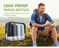 Ensemble de voyage de 90 ml en quatre pièces, approuvé par la TSA pour l'avion, anti-fuite, rechargeable, en silicone, kit de bouteilles de toilette écologiques
