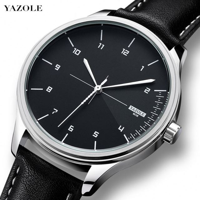 Yazole 502 Brand Name Wholesale Man Quartz Watch Best PU Leather Band Waterproof Analog Display Simple Business Watch Supplier