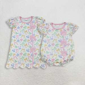 New Arrival Toddler Girls <b>Rainbow</b> Bows Print Casual Eco-Friendly Cute <b>Baby</b> Girl Flutter Sleeve Bubble Dress Outfit - Product Image 6