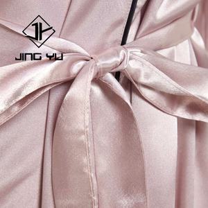 Bata de Satén de Seda 100% Personalizada en Color 2024, Bata de Satén para Mujer, Camisón Sexy de Manga Larga - Product Image 6