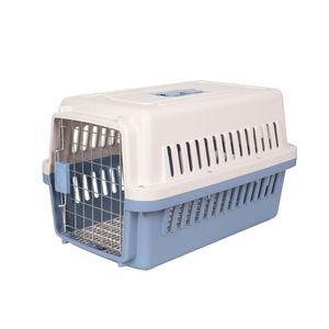Cage de transport pour animaux de compagnie en plastique, compatible avion, pour chat et chien, portable, bleu, blanc, gris, rose, orange, marron café - Product Image 1