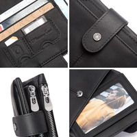 Dompet Kulit Asli Pria Model Slim Vintage Grosir, Penjepit Uang, RFID, Multifungsi, Tempat Kartu Bisnis untuk Penggunaan Sehari-hari