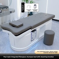 Lit de lavage capillaire haut de gamme en fibre de verre avec fonction de massage par circulation d'eau et design thaïlandais pour salons de coiffure