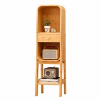 Meuble de rangement en bambou en forme de capsule, bibliothèque étroite de 45 pouces de haut avec tiroir pour hôtel de charme