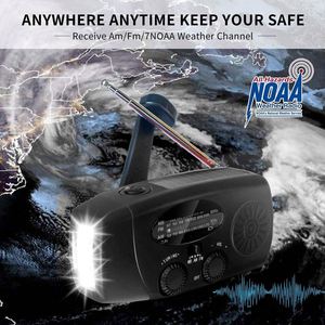 Giá bán buôn 2000mAh khẩn cấp thời tiết đài phát thanh 3 <span class=keywords><strong>LED</strong></span> Đèn pin Hand Crank pin năng lượng mặt trời hoạt động gió lên đài phát thanh amfm/noaa đài phát thanh - Product Image 6