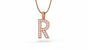 Elegante Colgante Unisex con Letra R del Alfabeto en Diamantes Naturales, Joyería Fina de Oro con Iniciales Personalizadas y Diamantes Genuinos para Uso Diario - Product Image 3