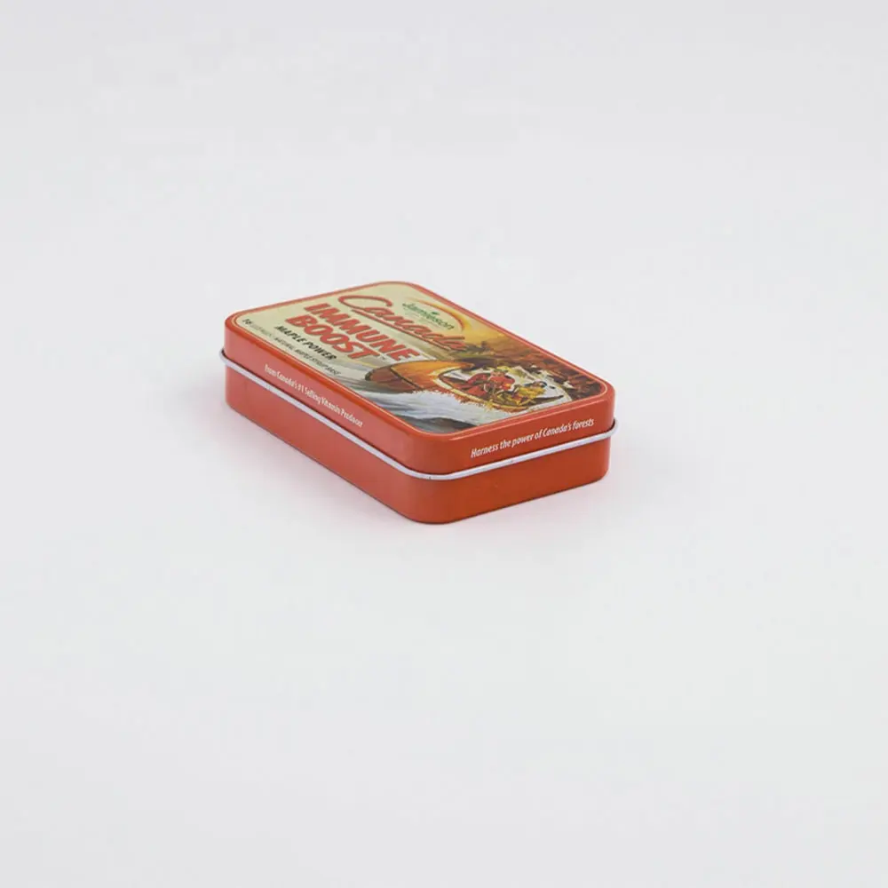 Rectangular Square Child Resistant Hinged Tin Box Packaging Custom Printing Small Candy Jars Metal Packaging Tins case