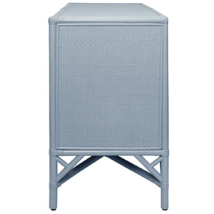 Eleanor Cabinet Rattan four door cabinet with <b>rope</b> front doors in painted <b>light</b> blue Woven/Wicker/Rattan/Cane - Product Image 4