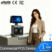 Terminal de point de vente (TPV) commercial en gros avec double écran interactif pour caisse enregistreuse, idéal pour supermarchés, boulangeries et commerces de proximité