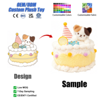 Peluche personnalisée chat mignon en forme de gâteau, jouet en peluche, oreiller en peluche, décor d'anniversaire personnalisable, vente en gros, OEM, coton PP, maille