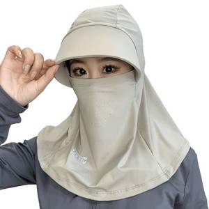 Masque de protection solaire pour femmes, en soie glacée, respirant, protection UV, pour cyclisme en plein air, couverture complète, gris clair - Product Image 4