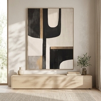 Peinture à l'huile 3D moderne à texture épaisse, peinte à la main, avec feuille d'or noir, art abstrait sur toile, taille personnalisable, cadre sur mesure pour