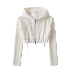 Custom Preppy Style Women Knit Sweater Set Long Sleeve V Neck Zipper <strong>Lady</strong> <strong>Hooded</strong> Sweatshirt Two-piece Sets Knit <strong>Cardigan</strong> - Product Image 6